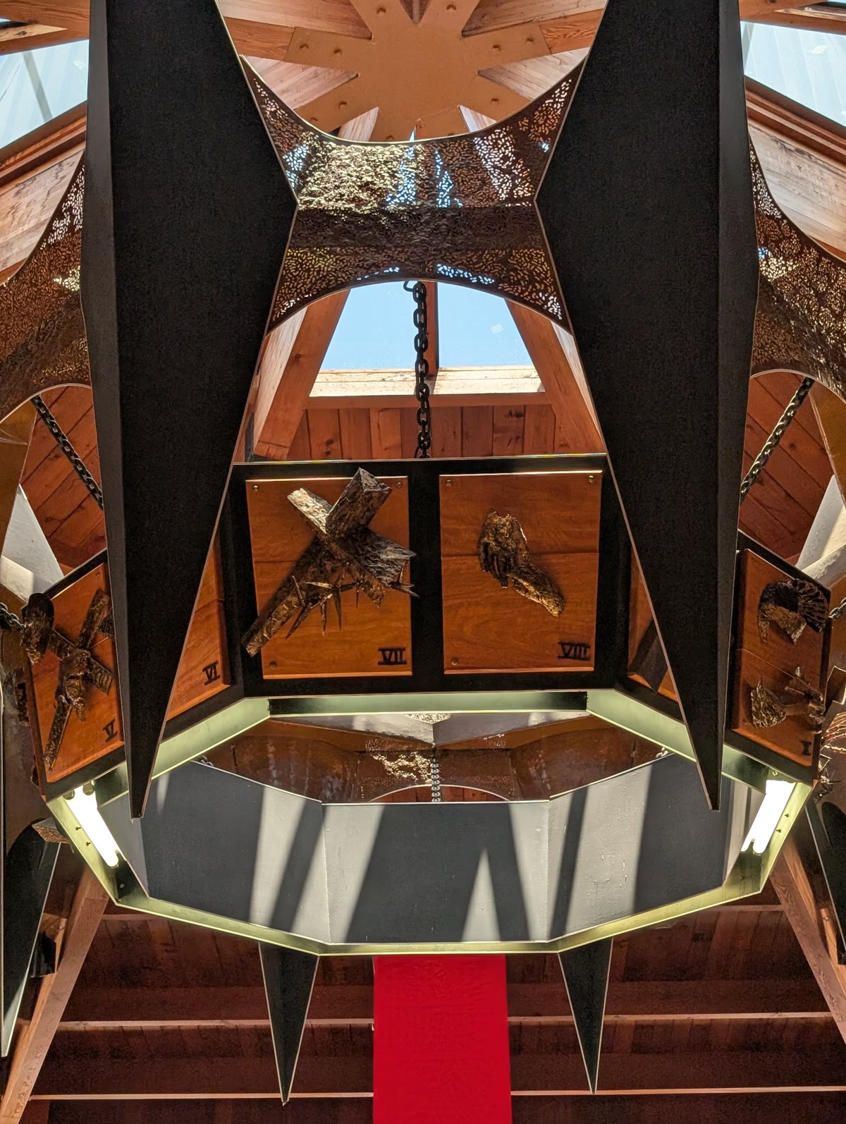 Crown ceiling at Puako with copper Stations of the Cross
